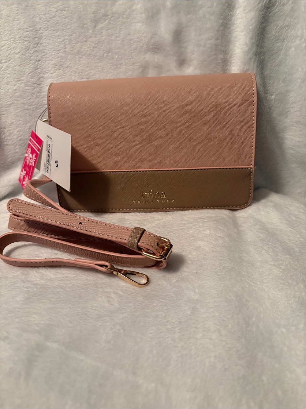 Trina Turk Pink and Taupe Crossbody Bag
